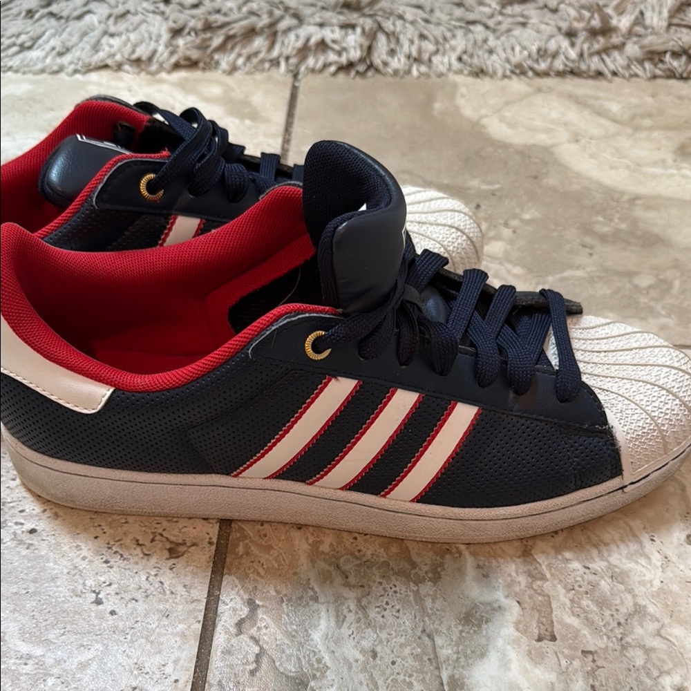 Adidas Black and Red Sneakers with White Stripes - Picture 5 of 6